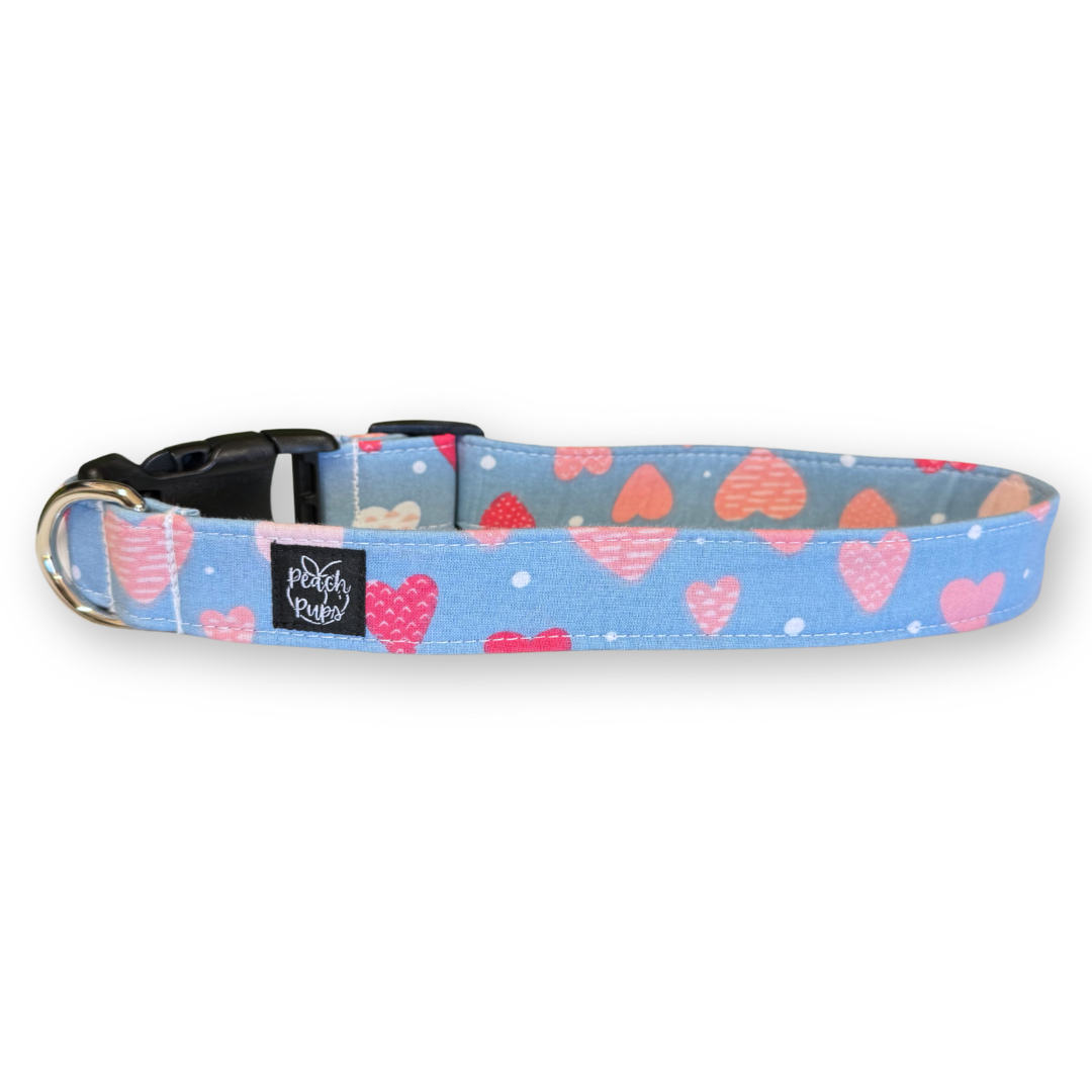 Blue with Pink Hearts Collar