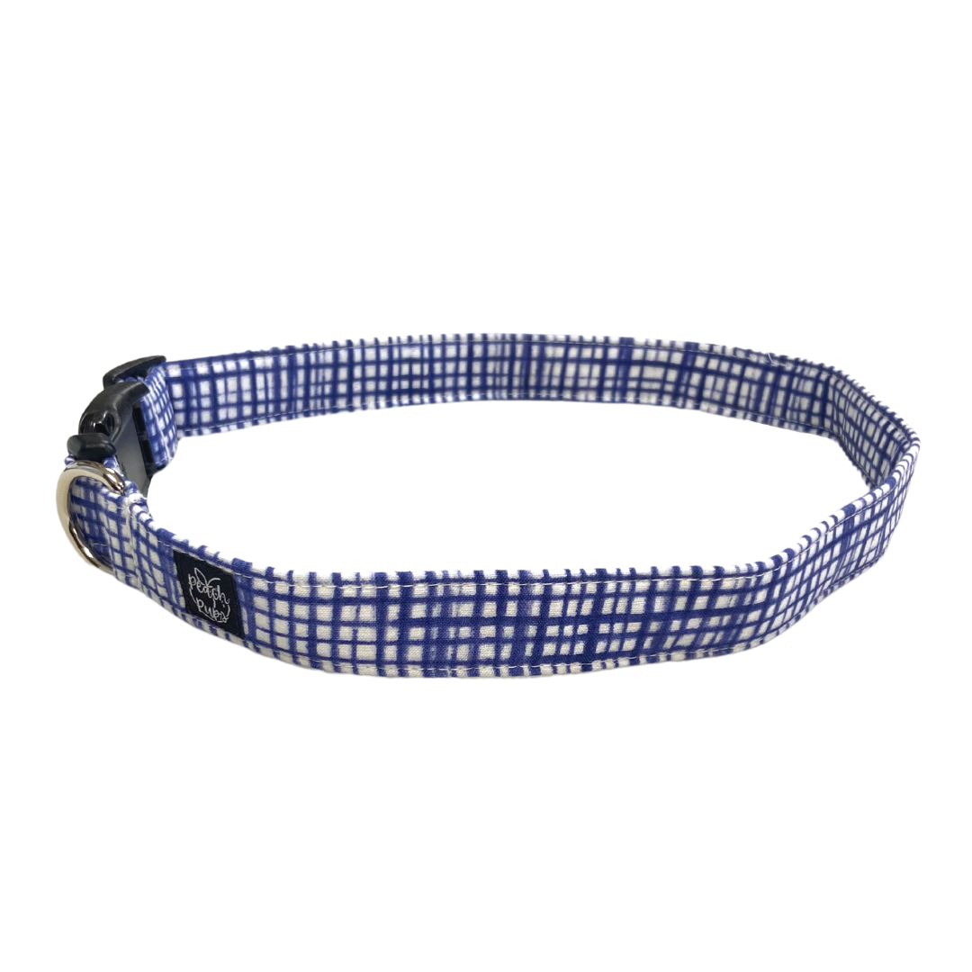 Blue Painted Plaid Collar