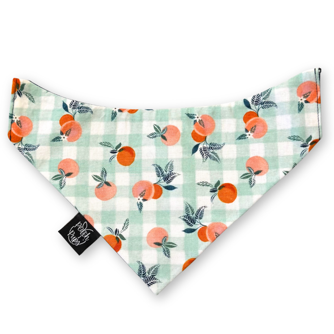 Peaches on Gingham Bandana