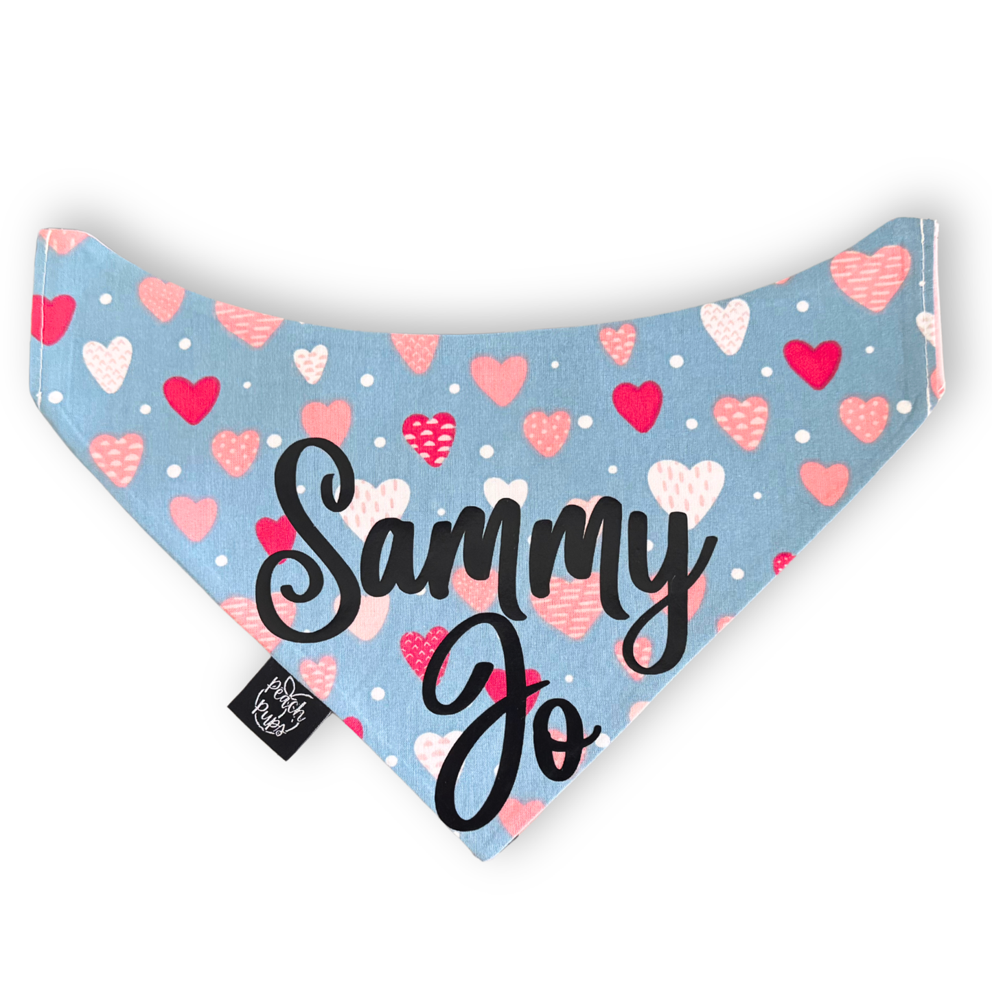Blue with Pink Hearts Bandana