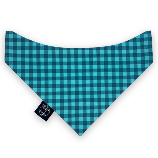 Teal Gingham Bandana