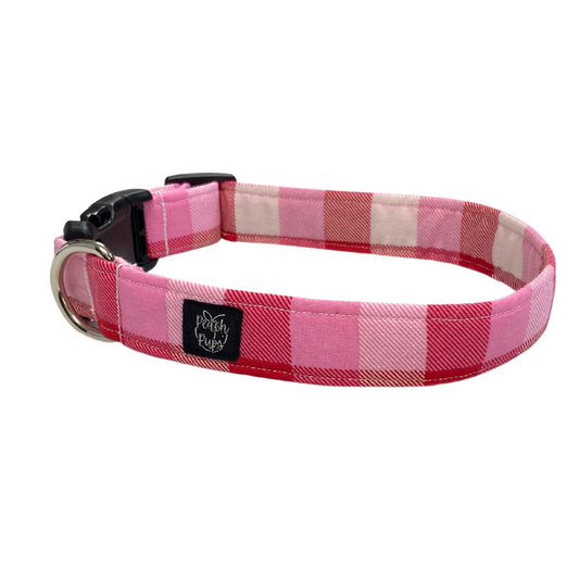 Pink and Red Buffalo Plaid Collar